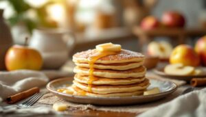 Mięciutkie, ciepłe, wyborne. Budyniowe placuszki z jabłkami to doskonałe śniadanie na chłodne dni