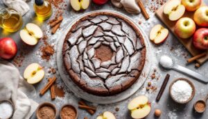 Przepis na czekoladowe ciasto z jabłkami znalazłam w zeszycie cioci. Bez miksera i bez fatygi, a smak pychotka