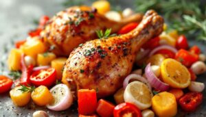 Pałki z kurczaka pieczone z warzywami