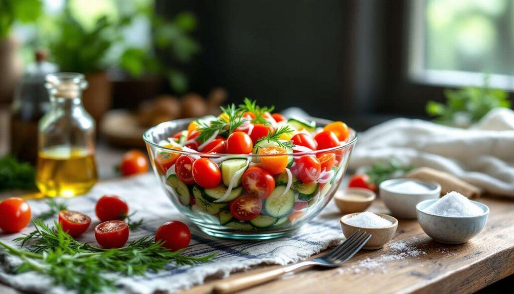 Z pomidora i ogórka robię szybką surówkę. Każde chrupnięcie to wspomnienie lata